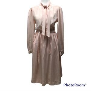 breckenridge Pale Pink Tie-Neck Blouse & Skirt Set